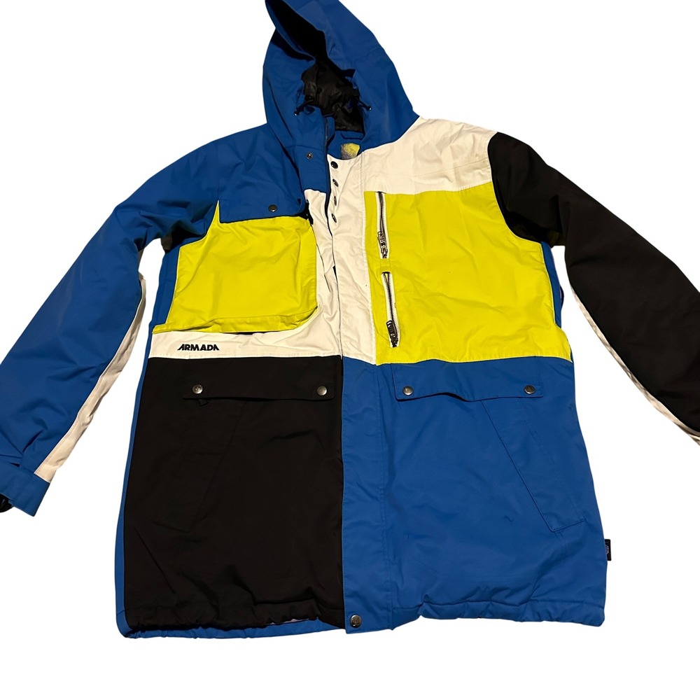 Armada‎ Ski Snowboard Jacket Colorblock Blue Yellow White Black Men's Large